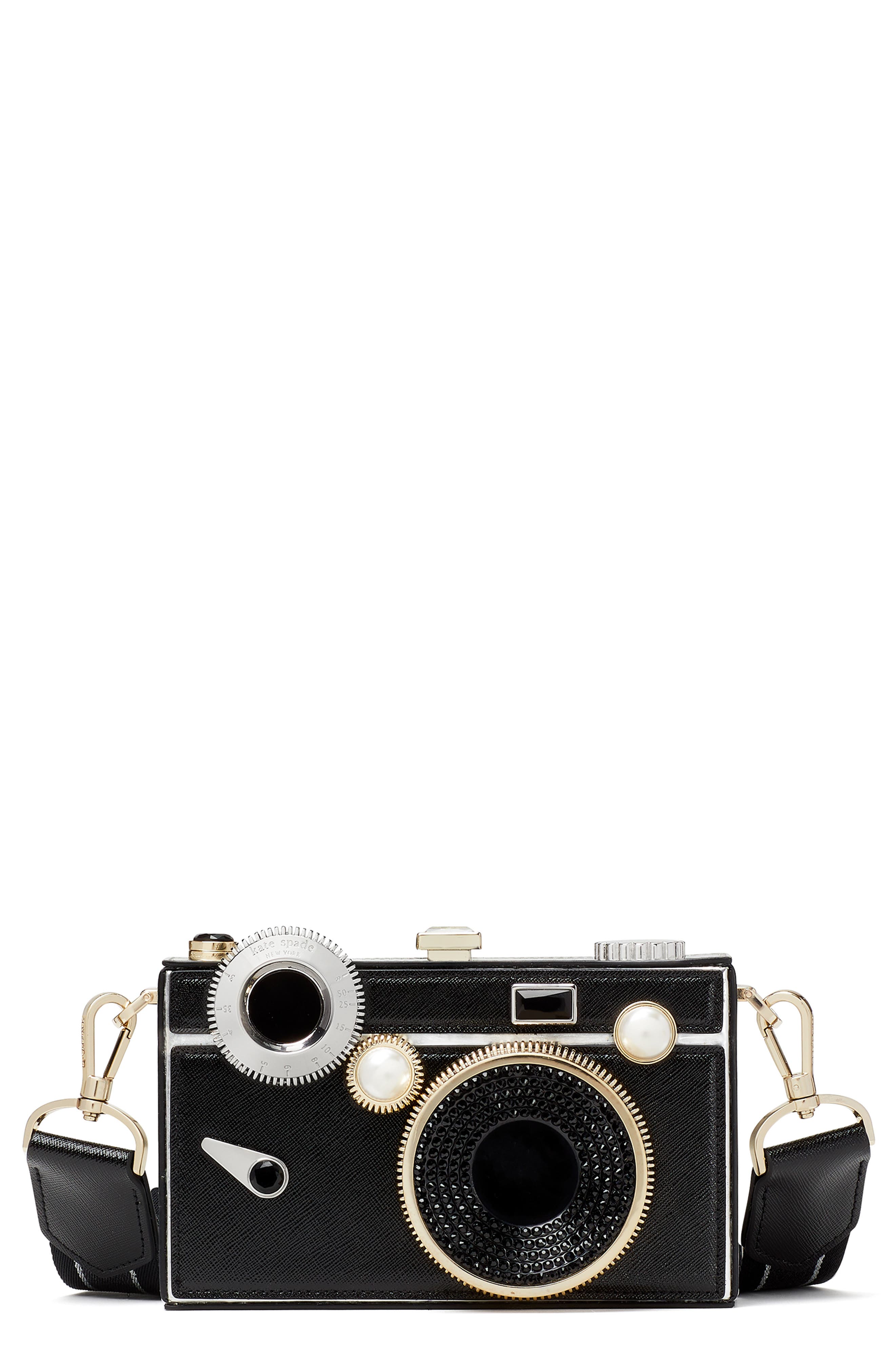 Kate Spade New York clic metallic leather 3d camera bag, Main, color, 