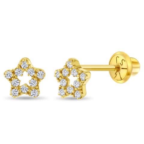 14k Cubic Zirconia Encrusted Star Earrings