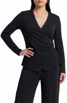 BY DESIGN Cappuccino Long Sleeve Faux Wrap Top