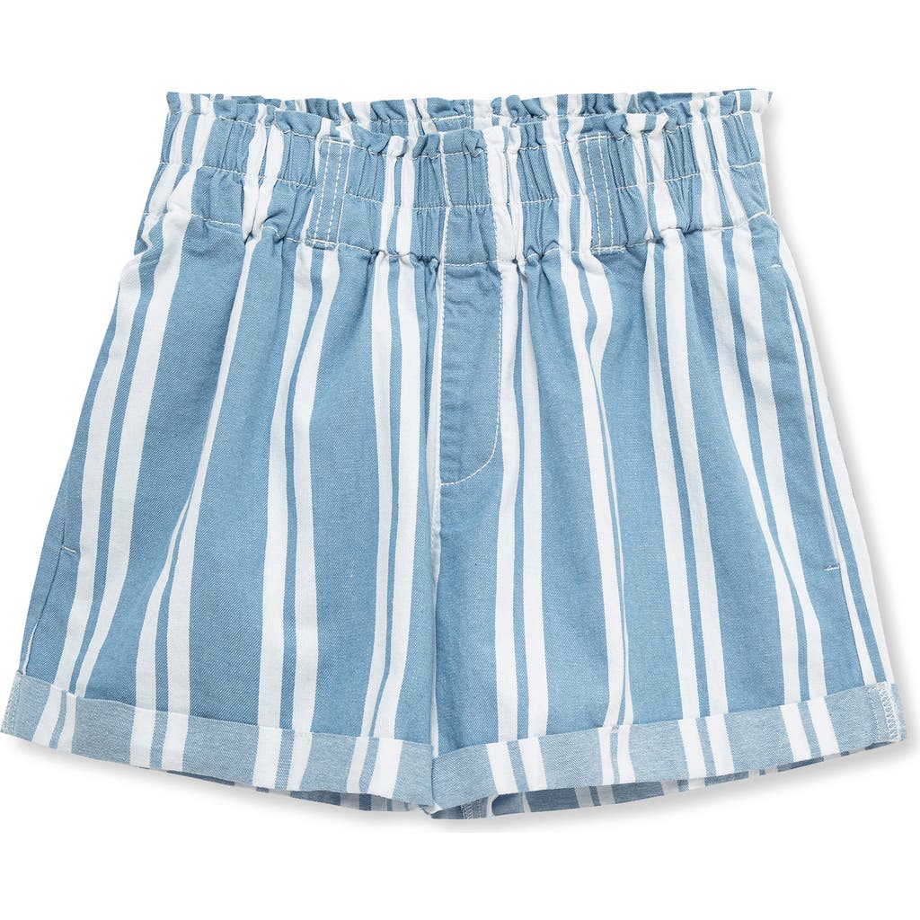 Habitual Kids Kids' Stripe High Waist Paperbag Shorts in Denim  product
