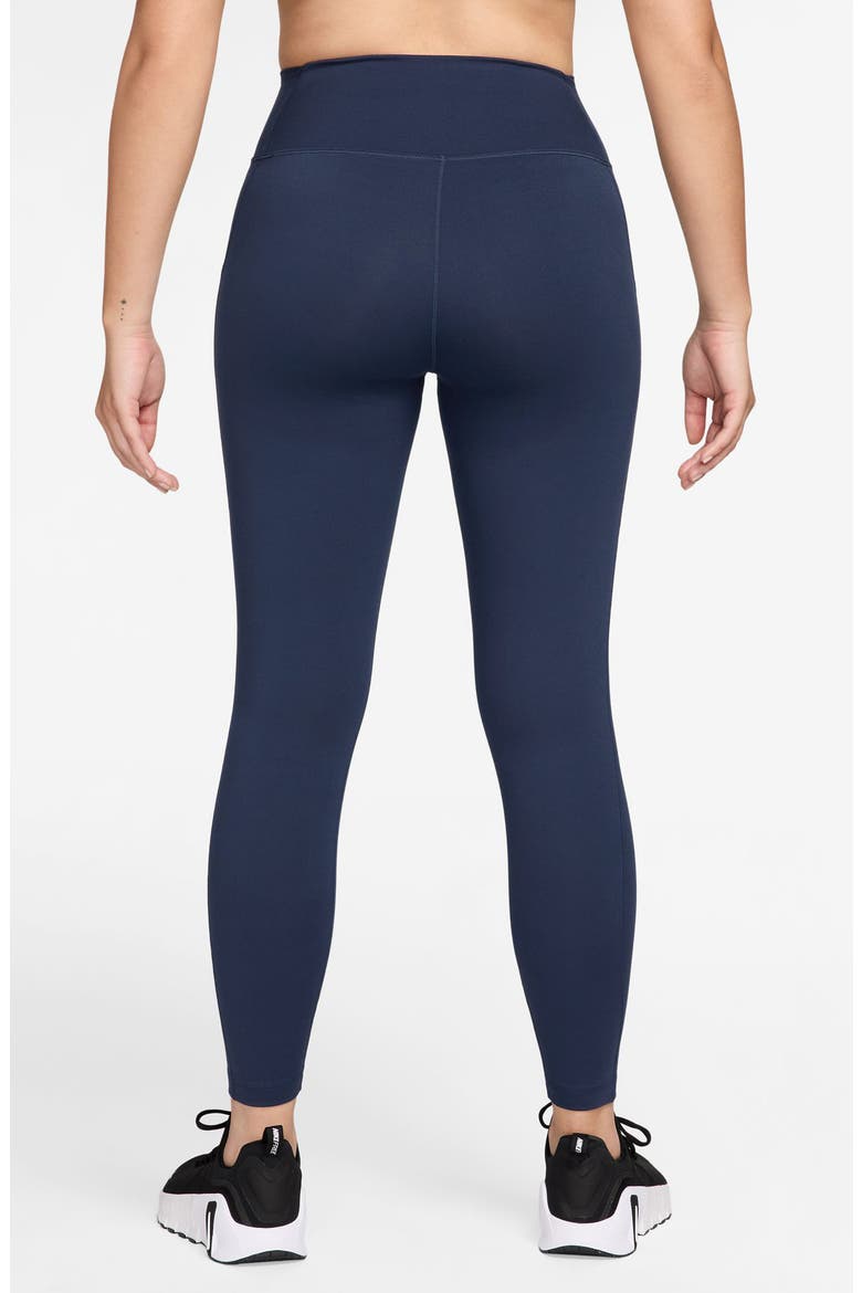 Dri-FIT One High Waist 7/8 Leggings, Alternate, color, MIDNIGHT NAVY/ WHITE