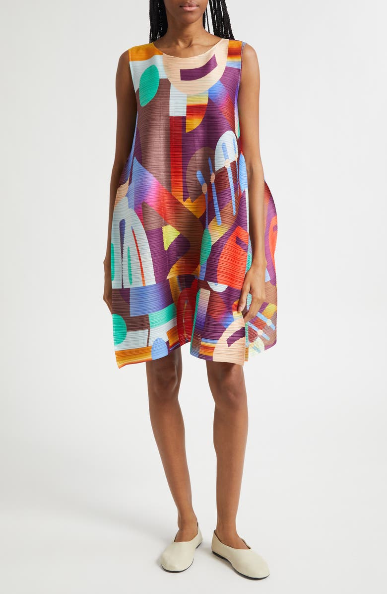 Pleats Please Issey Miyake Playground Pleated Dress, Main, color, Red