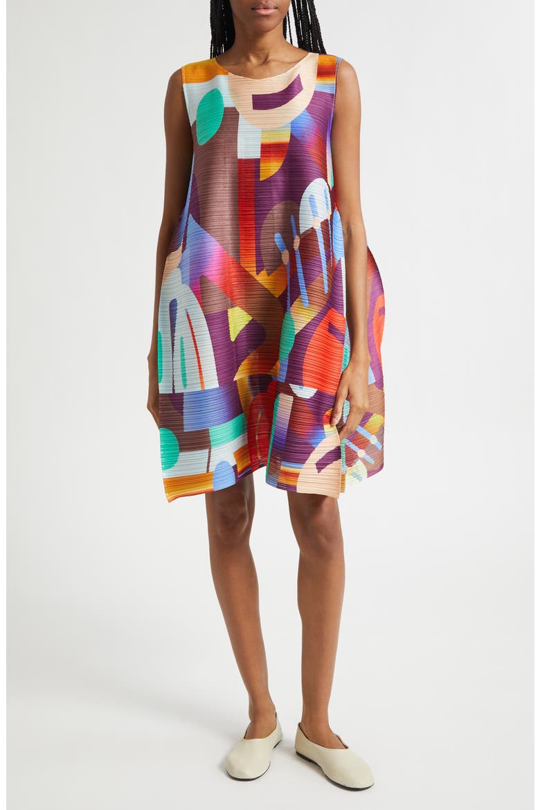 miyake pleat dress sleeveless ISSEY MIYAKE Pleated Deformation Sleeveless Long Dress Khaki M