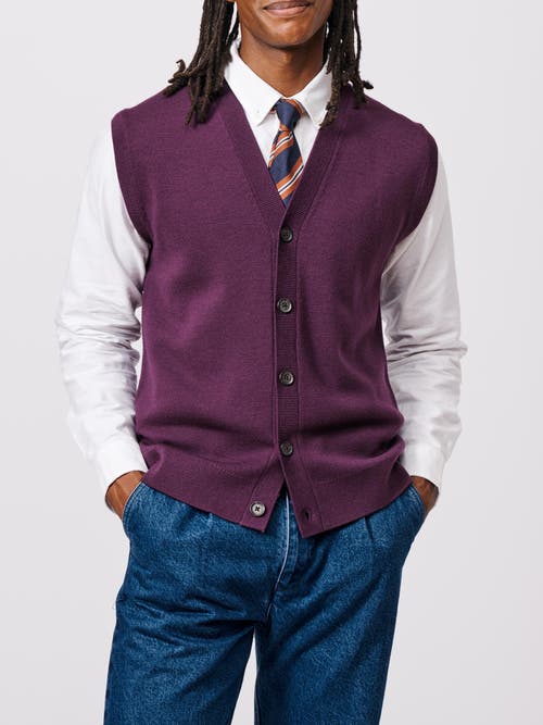 Aubin Portman 100% Wool Waistcoat In Purple