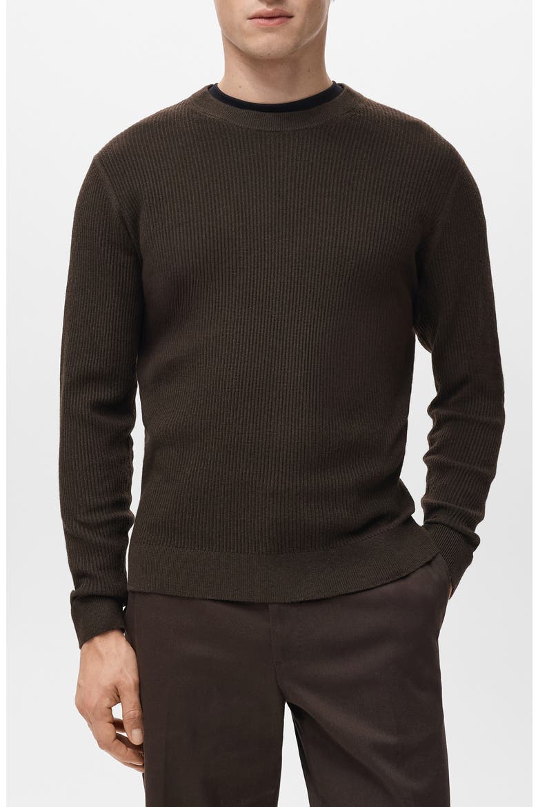 Fine Rib Cotton Blend Sweater, Main, color, CHOCOLATE
