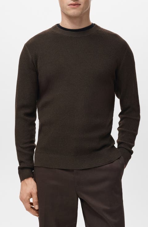 Fine Rib Cotton Blend Sweater