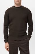 MANGO Fine Rib Cotton Blend Sweater