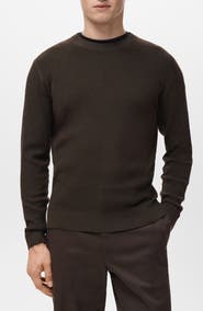 MANGO Fine Rib Cotton Blend Sweater
