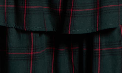 Sugarlips Brook Plaid Velvet Tiered Midi Dress In Green