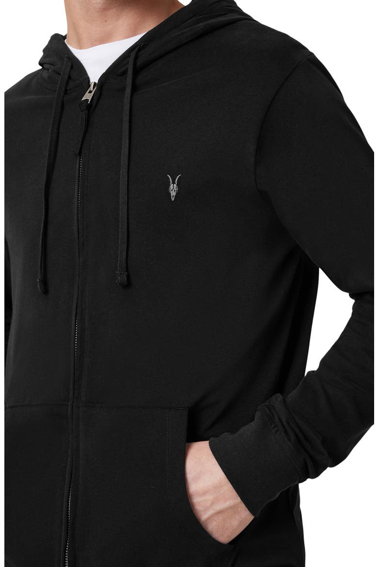 Brace Cotton Zip-Up Hoodie, Alternate, color, JET BLACK