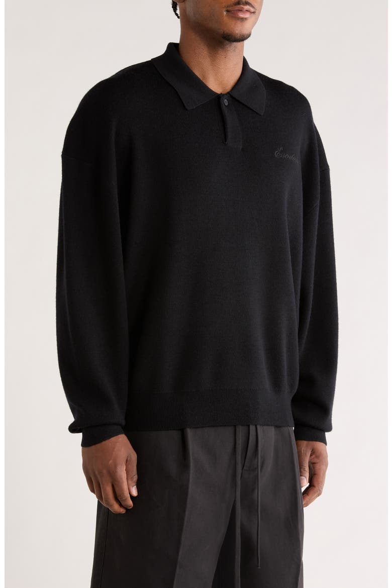 Signature '90s Merino Wool Polo Sweater, Alternate, color, VINTAGE BLACK