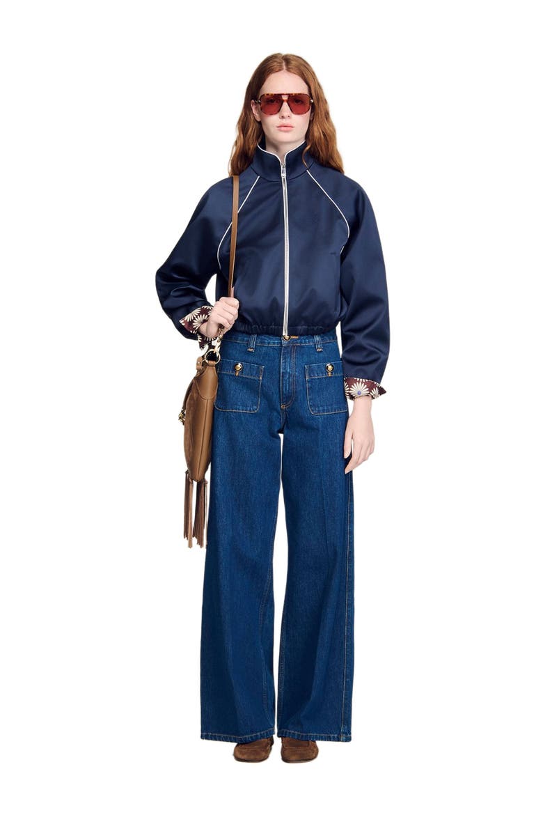 Raw straight patch pocket jeans, Alternate, color, Deep blue