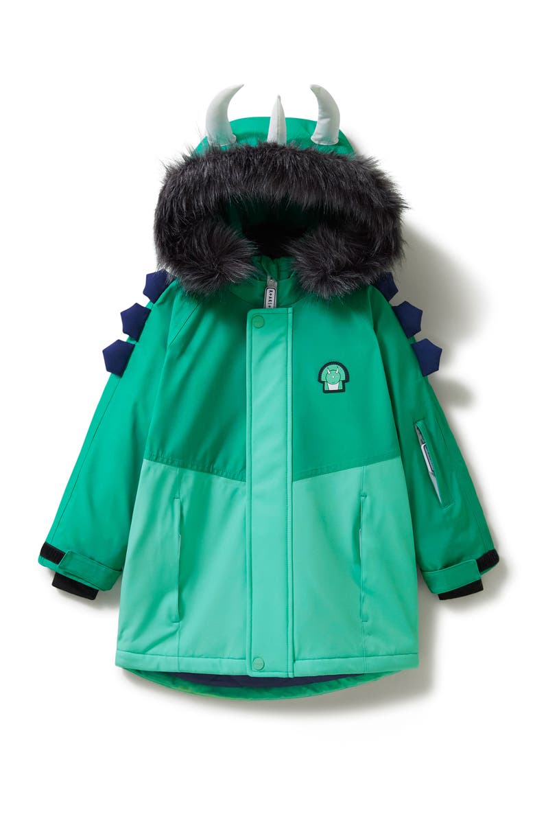 Roarsome Spike the Dinosaur Ski Jacket, Main, color, Green