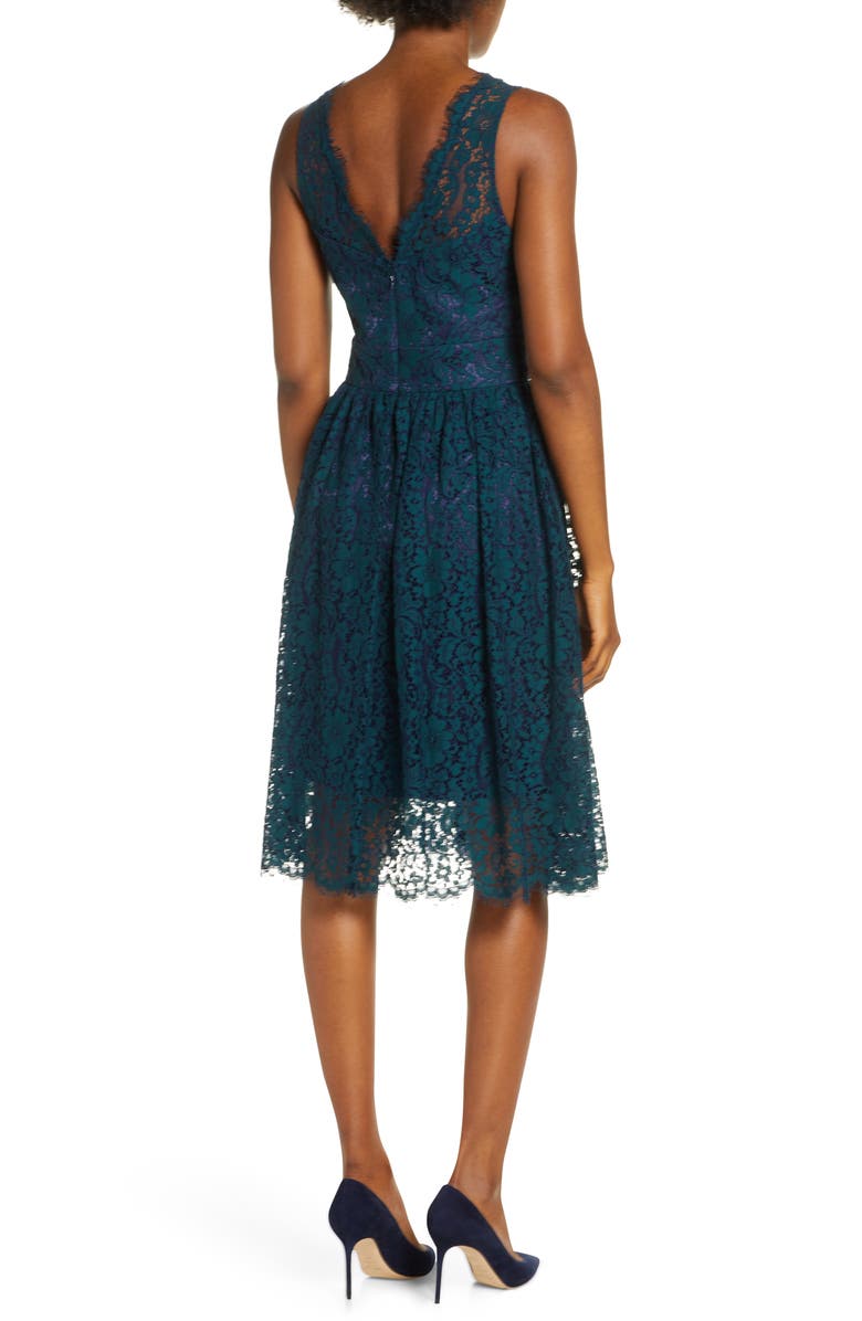 Eliza J Lace Fit & Flare Dress, Alternate, color, 