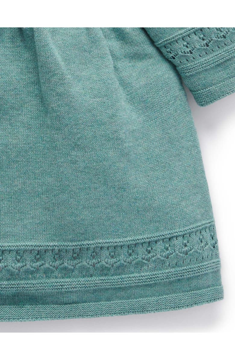 Purebaby Primrose Knitted Dress, Alternate, color, Pea Green Melange