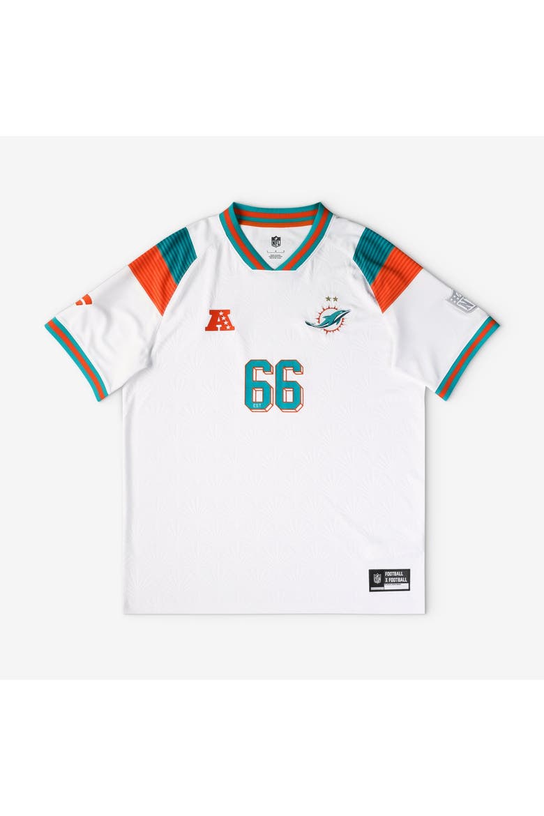 Youth Fanatics White Miami Dolphins Football x Football V-Neck Fan Top, Main, color, White