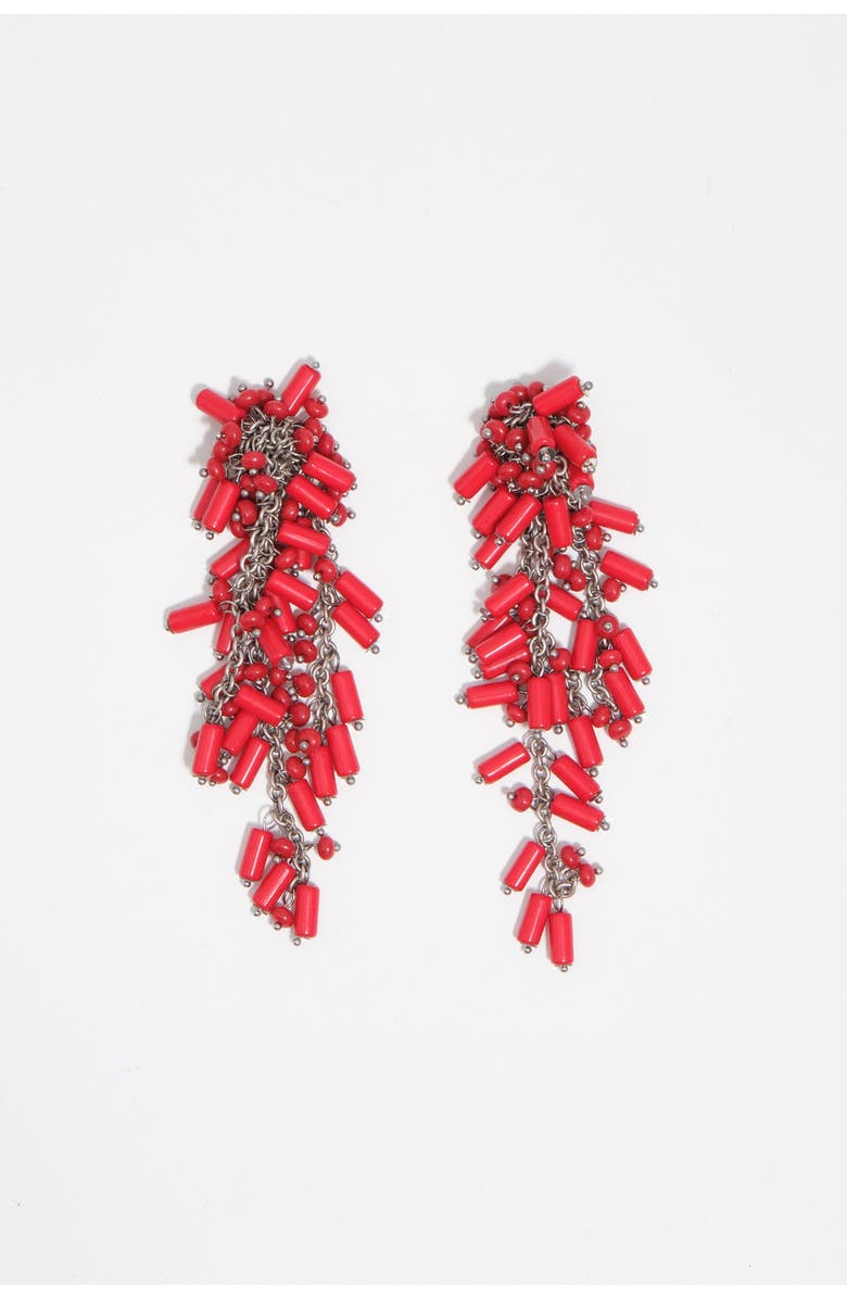 Bimba y Lola Chain Earrings With Coral Beads, Main, color, Dark Coral