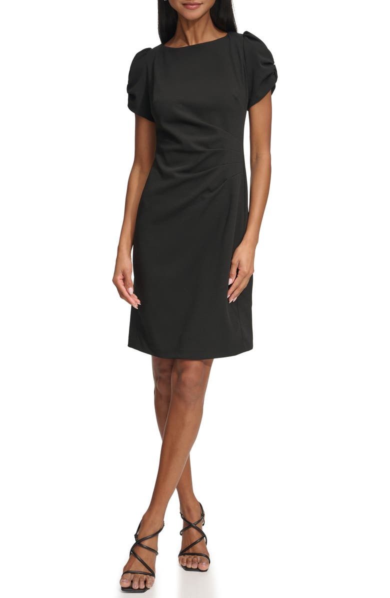 KARL LAGERFELD PARIS Short Sleeve Crepe Sheath Dress, Main, color, 