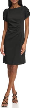 KARL LAGERFELD PARIS Short Sleeve Crepe Sheath Dress