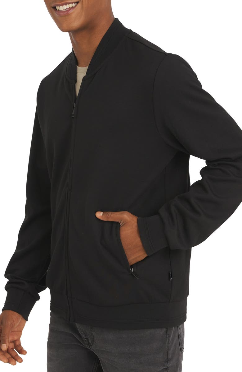 DKNY SPORTSWEAR King Scuba Knit Bomber Jacket, Alternate, color, Black