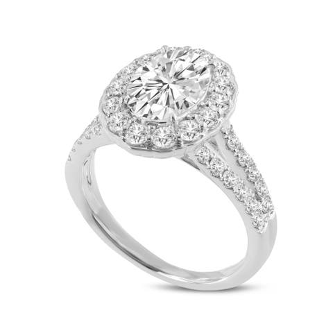 Octavia 14K White Gold Oval Lab Grown Diamond Halo Engagement Ring - 2.5 Ct