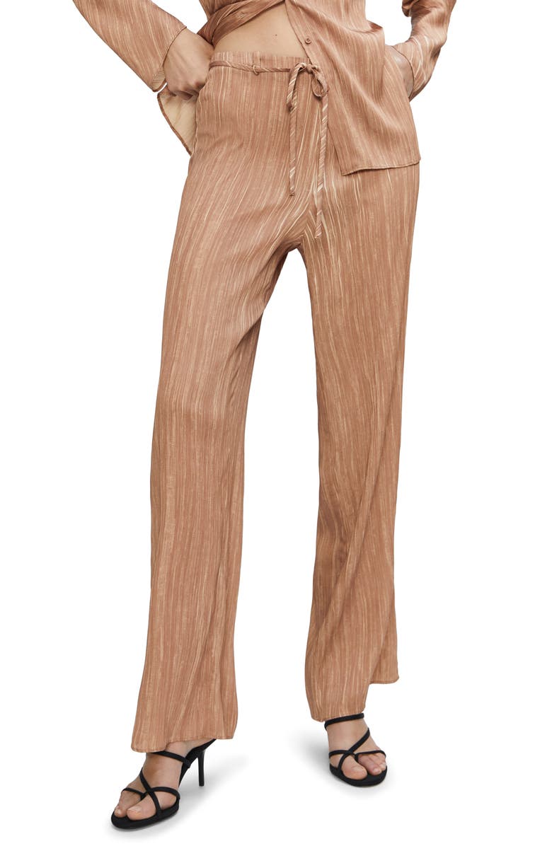 MANGO Pleated Satin Pants, Main, color,