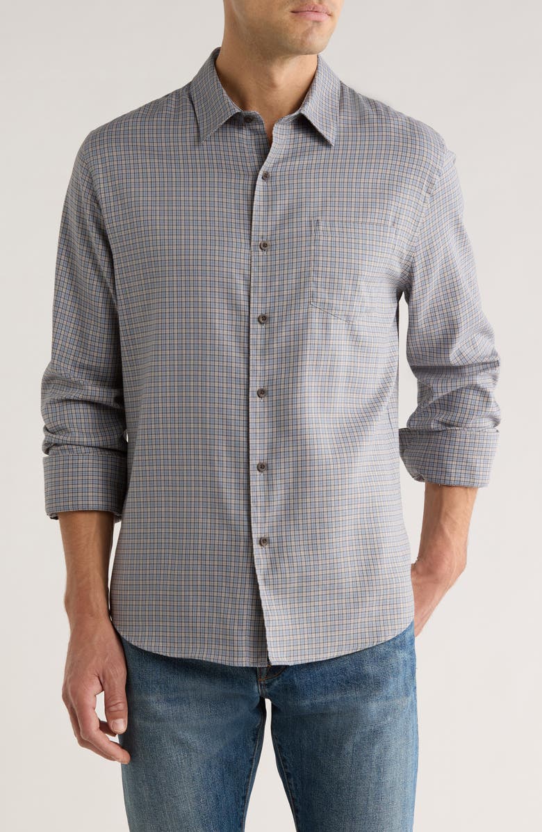 Vince Genesse Plaid Button-Up Shirt, Main, color, Steel Blue Combo