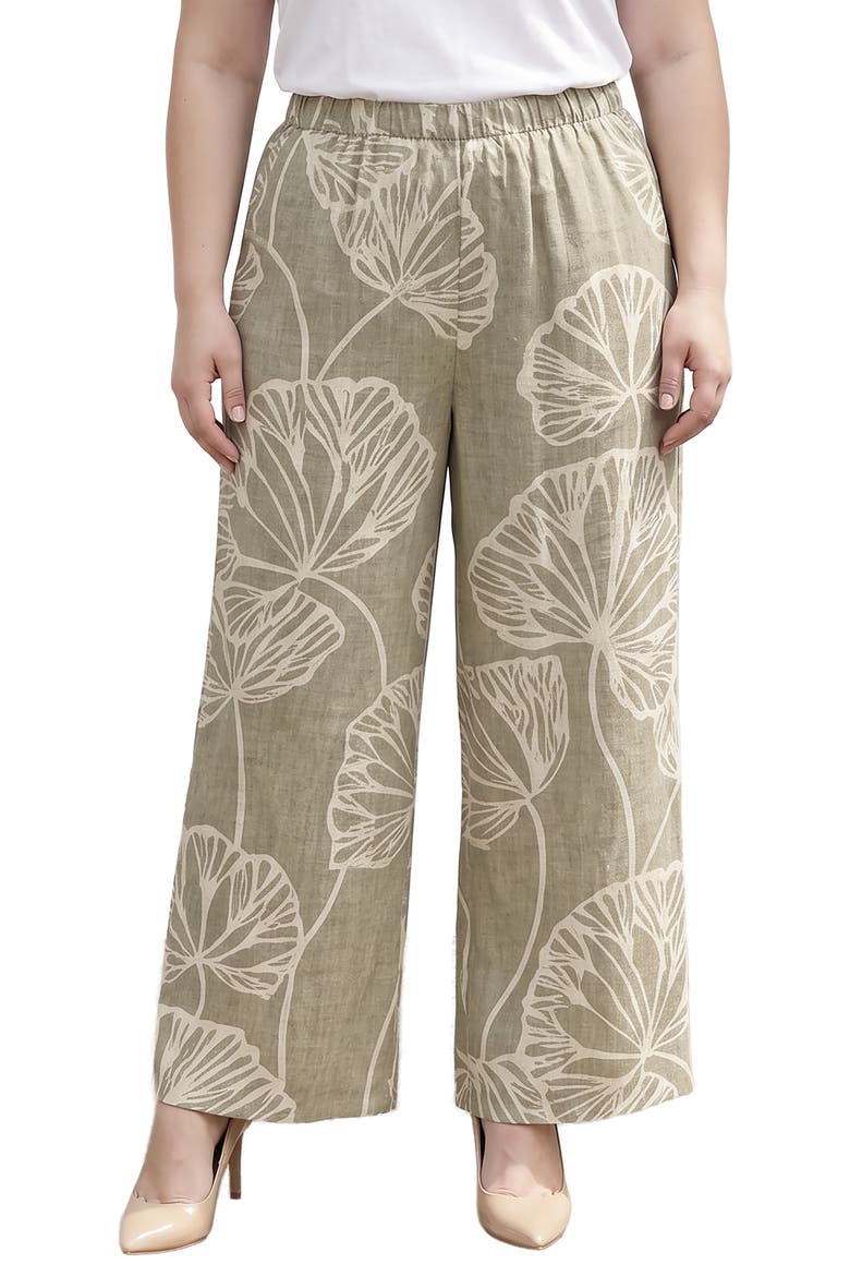 Leaf Print Pants, Main, color, KHAKI