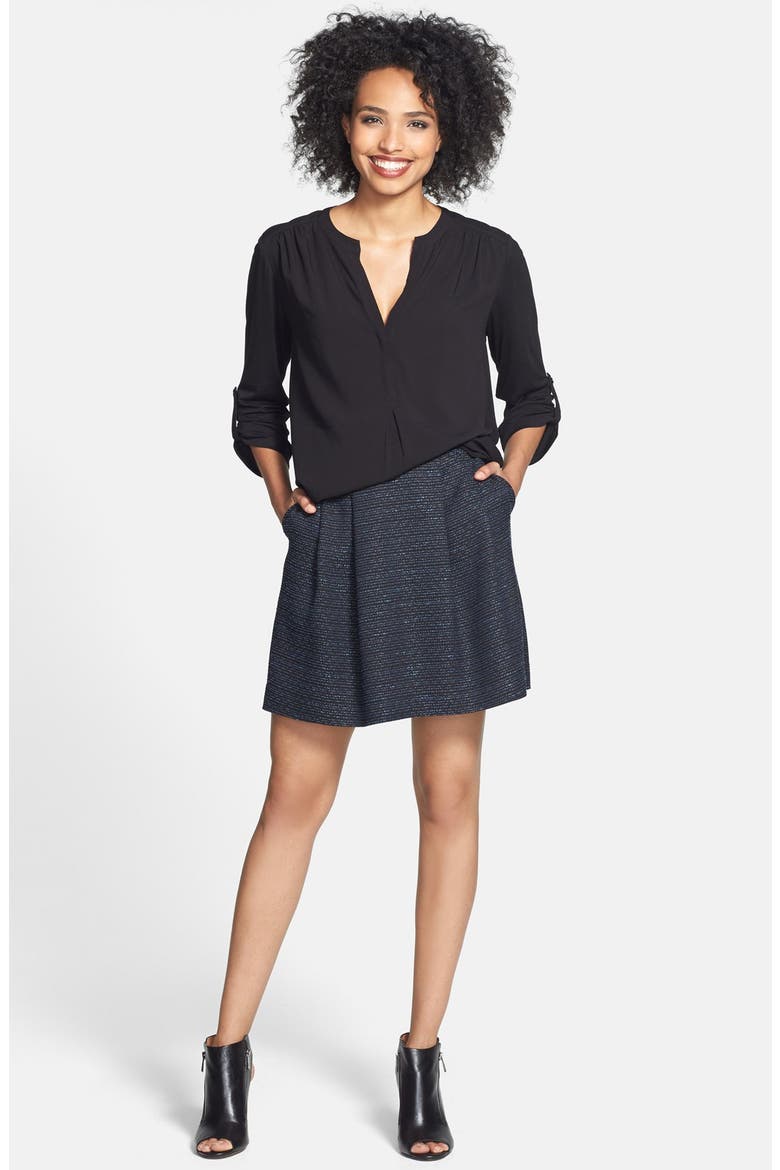 Mixed Media Tunic, Alternate, color, BLACK