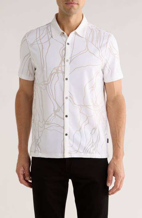 Elio Tangled Burnout Short Sleeve Button-Up Shirt