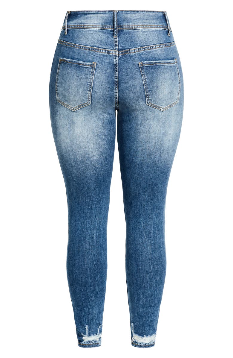 City Chic Escape Distressed High Waist Skinny Jeans, Alternate, color, 