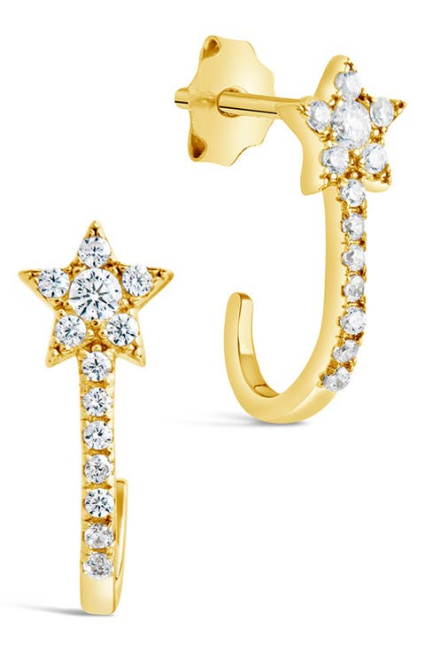 Cubic Zirconia Star Hoop Earrings