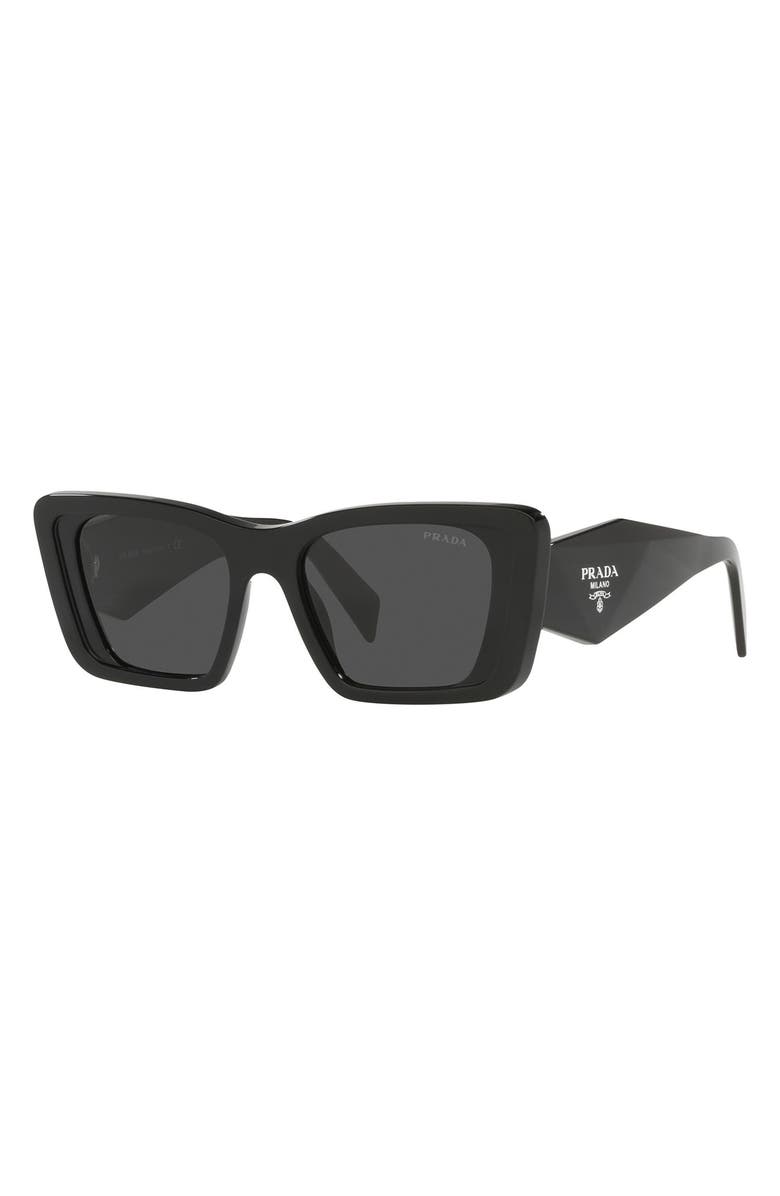 Prada 51mm Square Sunglasses, Alternate, color, Black/ Dark Grey