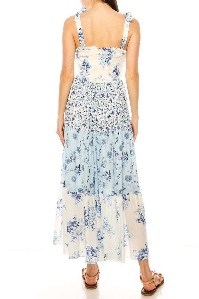 Mixed Floral Print Sundress, Alternate, color, BRIGHT WHITE