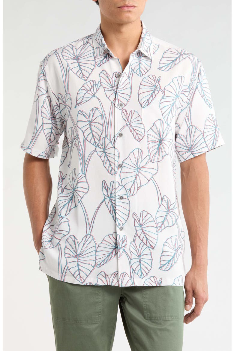 Lo'I Lines Short Sleeve Shirt, Main, color, OFF WHITE