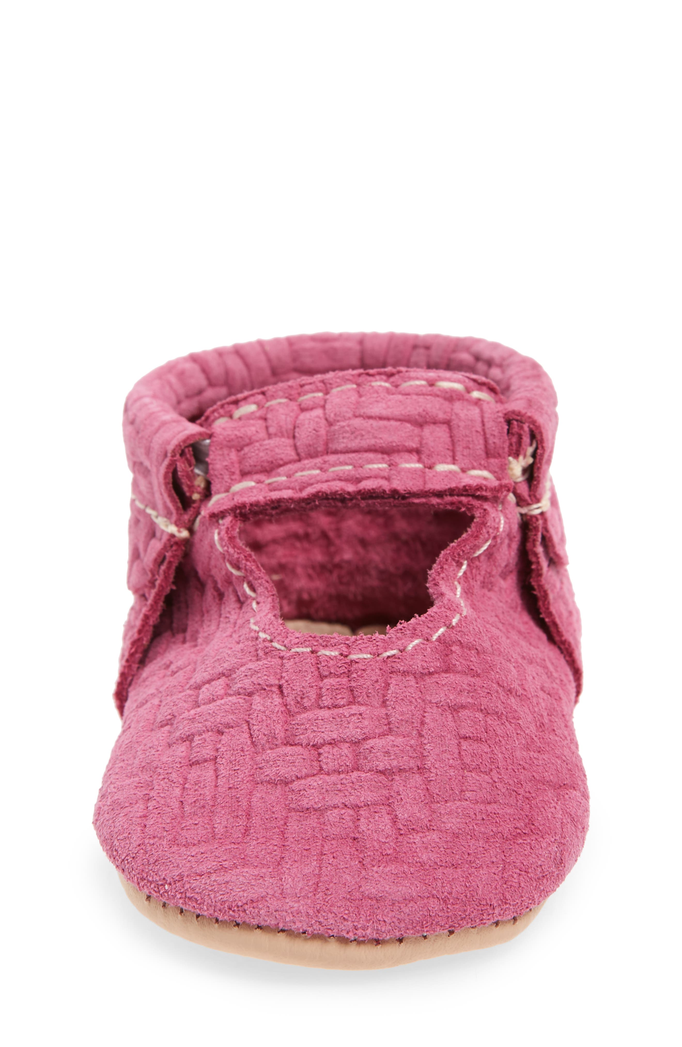 Freshly Picked Pink Lemonade Embossed Leather Crib Shoe, Alternate, color, 