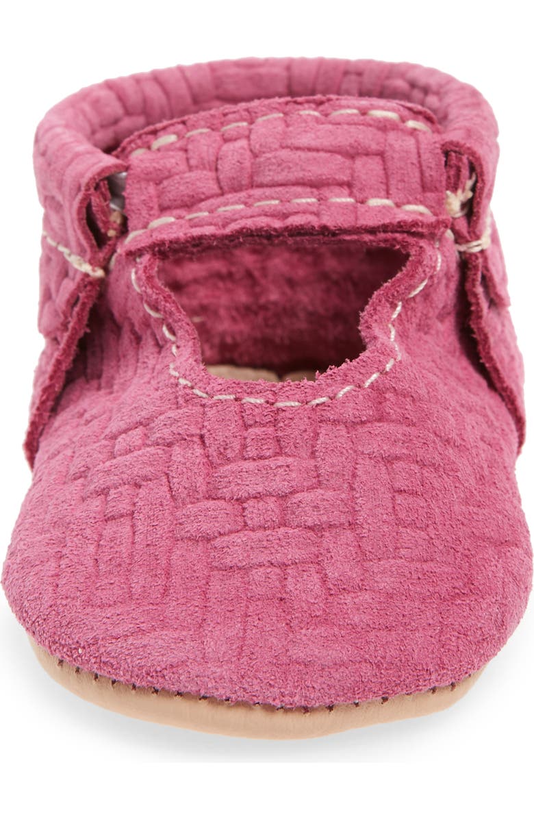 Freshly Picked Pink Lemonade Embossed Leather Crib Shoe, Alternate, color,