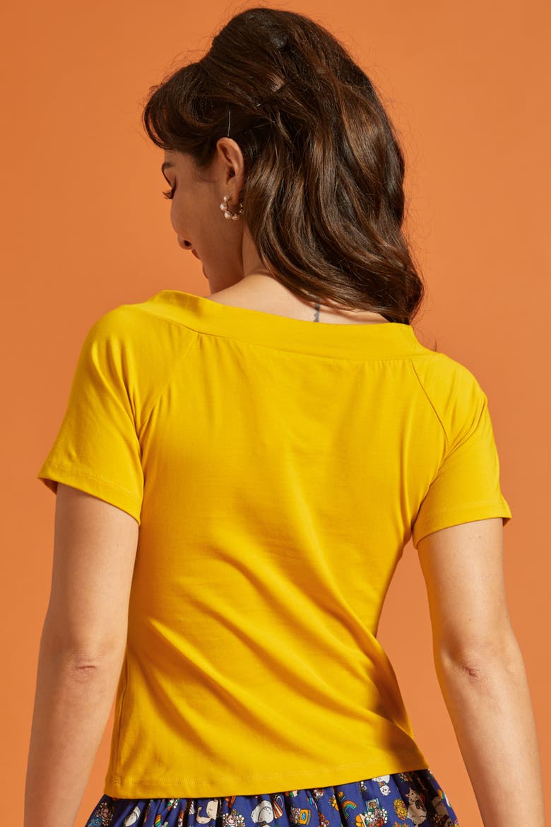 Ready for a Roman Holiday Short Sleeve Top, Alternate, color, Marigold