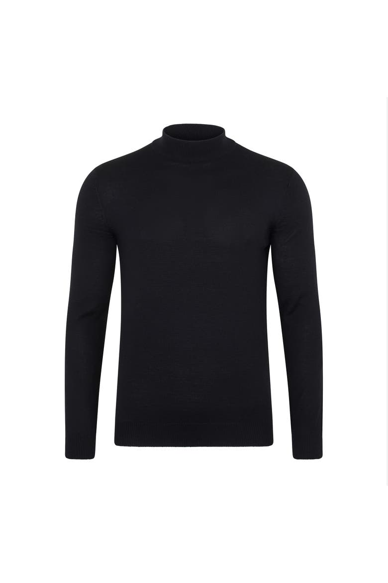 Merino Wool Mock Turtleneck Sweater, Alternate, color, Black