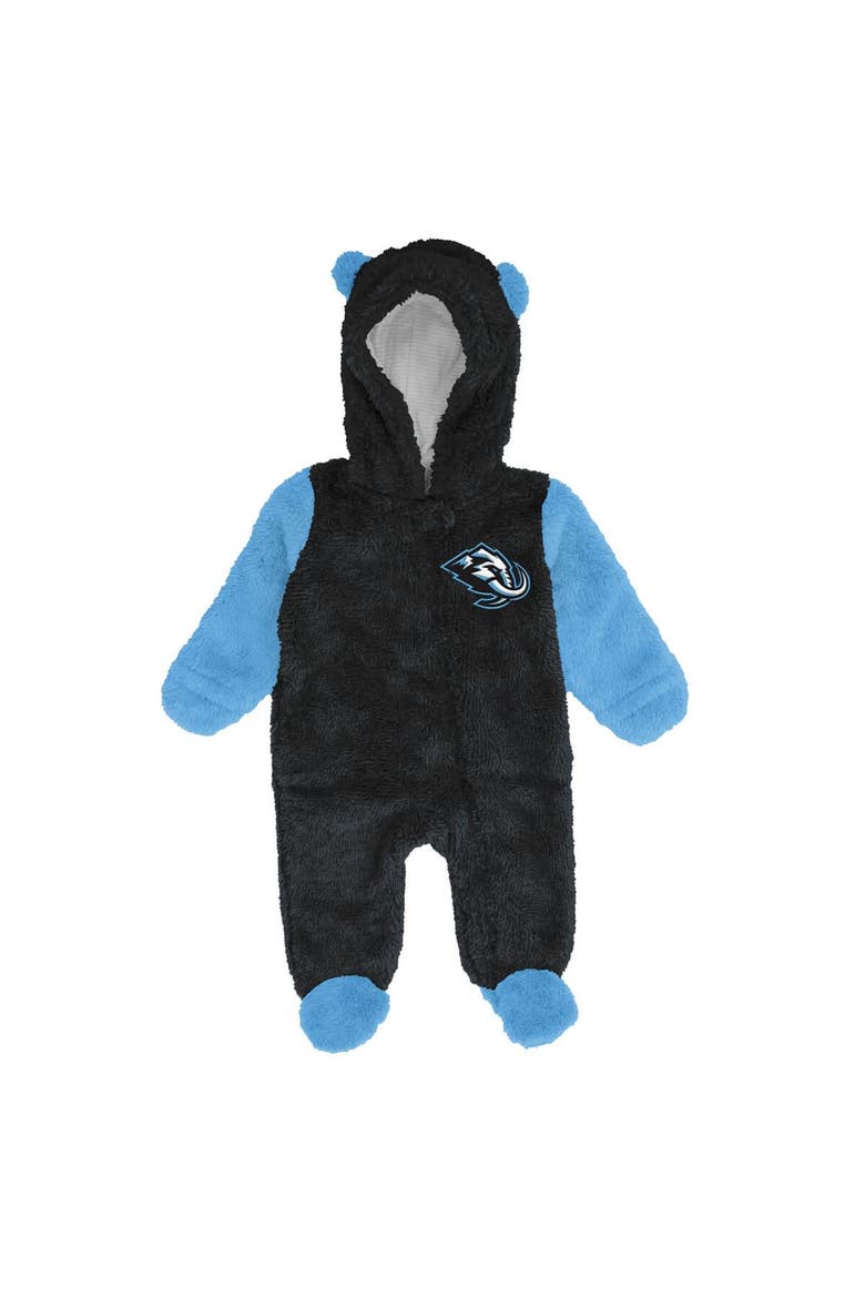 Infant & Newborn Outerstuff Black Utah Mammoth Stay Napping Fleece Bunting Full-Zip Hooded Sleeper, Alternate, color, Black
