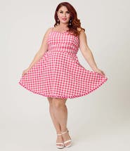 Unique Vintage Plus Size 1950s Sleeveless Cotton Flare Dress