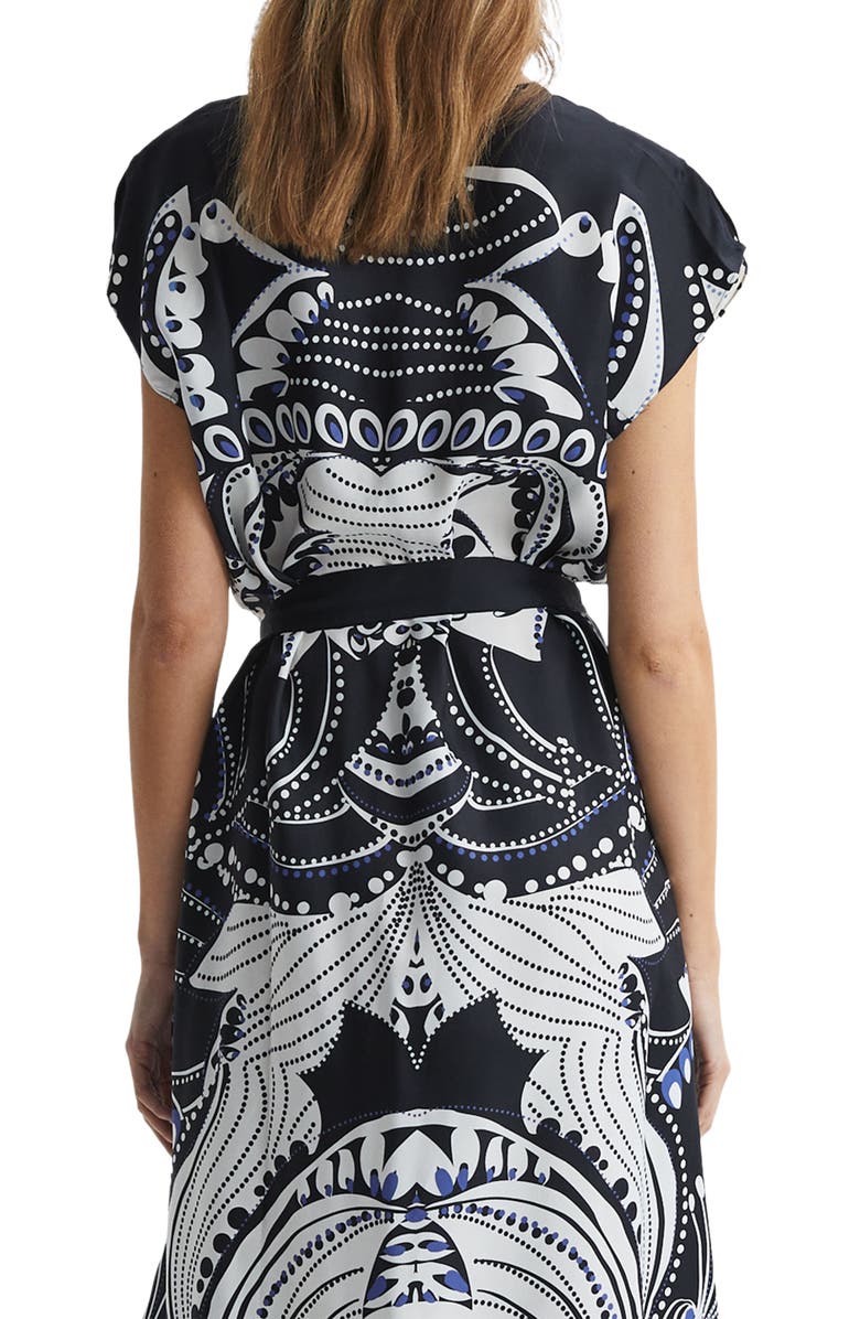 Reiss Freja Print Tie Waist Midi Dress, Alternate, color,