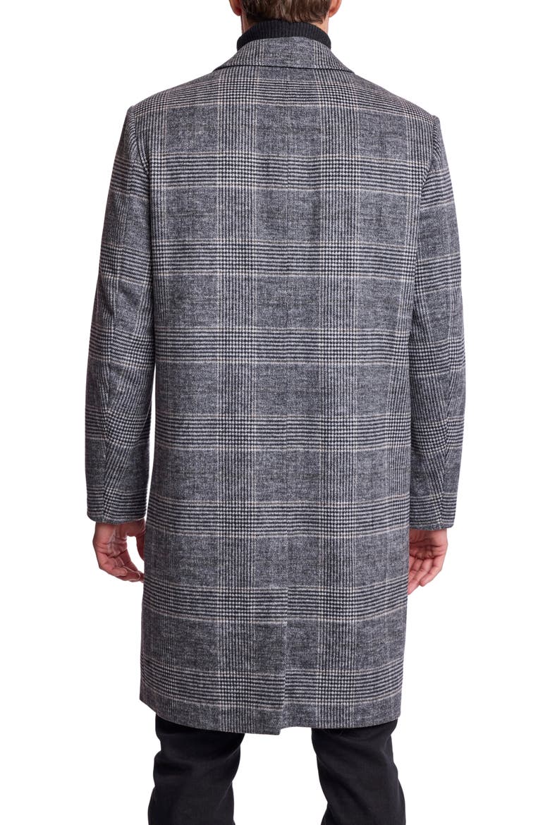 Glen Check Wool Blend Overcoat, Alternate, color, BLACK AND WHITE CHECK