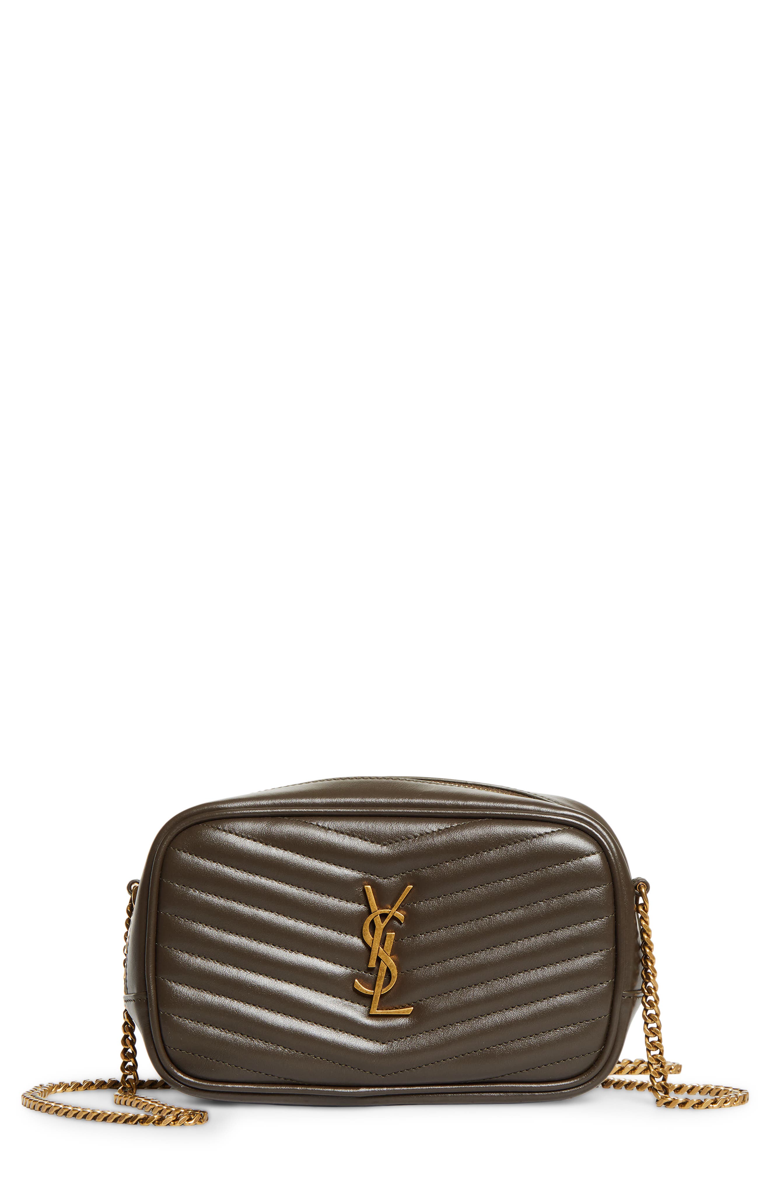 Saint Laurent Mini Lou Matelassé Leather Camera Bag, Main, color, Light Musk
