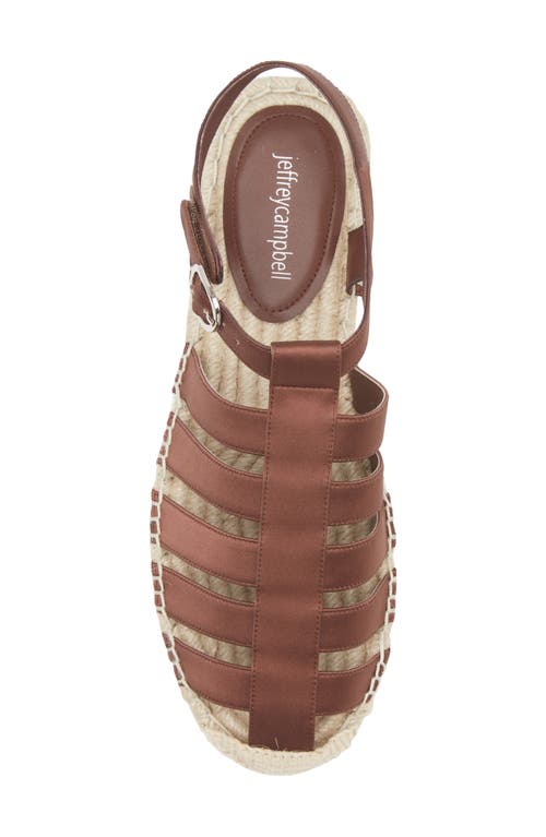 Jeffrey Campbell Tan Lines Espadrille Fisherman Sandal In Brown Satin