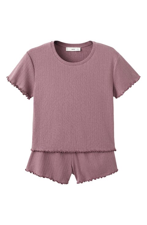 Cotton-Blend Pointelle Short Pajamas