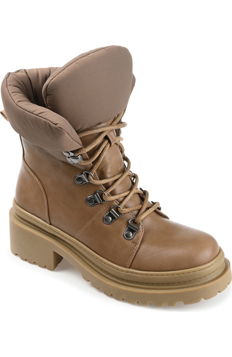 Journee Collection Irrah Lug Sole Boot, Main, color, Taupe