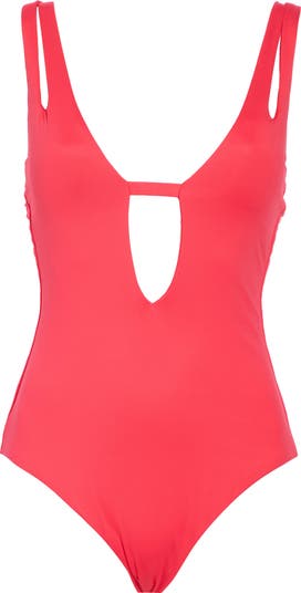 Deep V-Neck Teardrop One-Piece Swimsuit