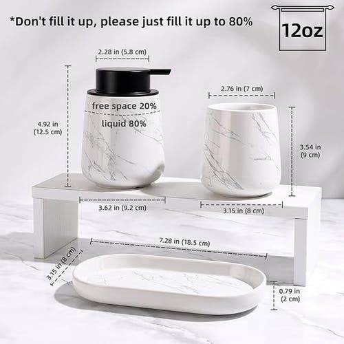 Bosilunlife Marble 3-piece Bathroom Set Sustainable Ceramic