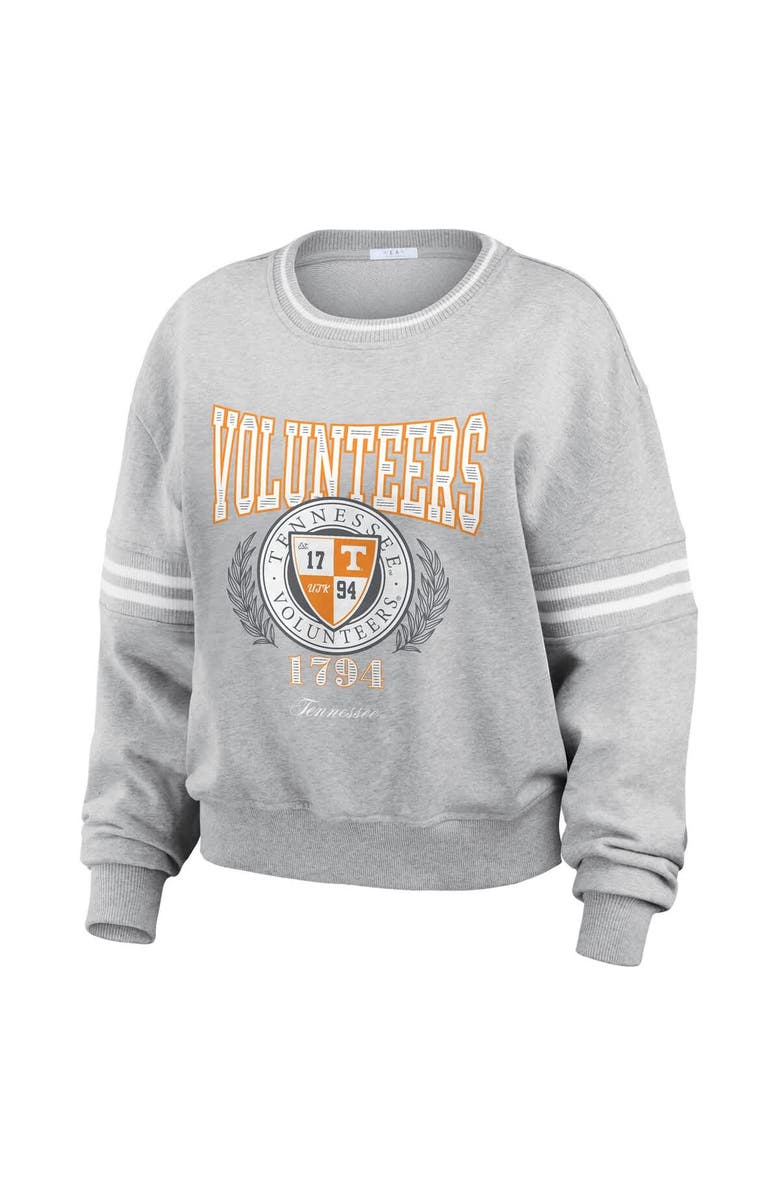 WEAR by Erin Andrews Women's WEAR by Erin Andrews Heather Gray Tennessee Volunteers Classic Stripe Pullover Sweater, Alternate, color,
